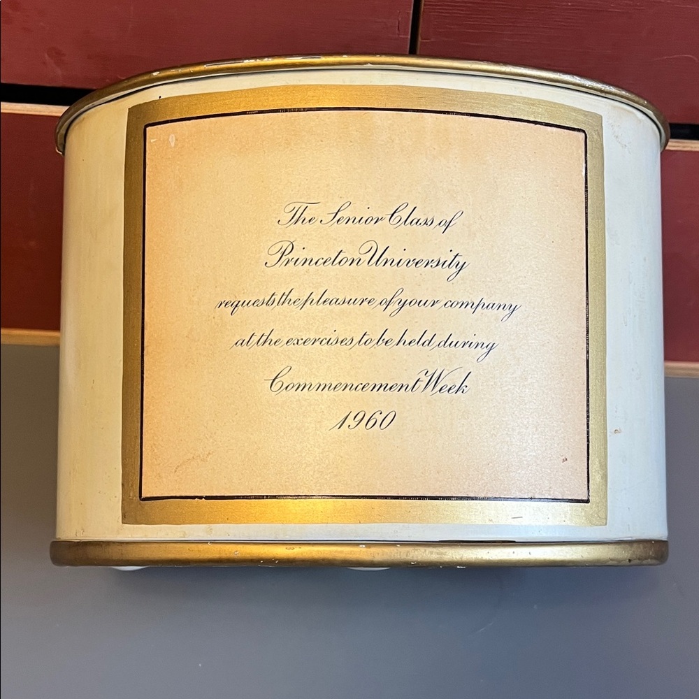 Ephemera - Vintage Cream and Gold Decorative Tin - Princeton University